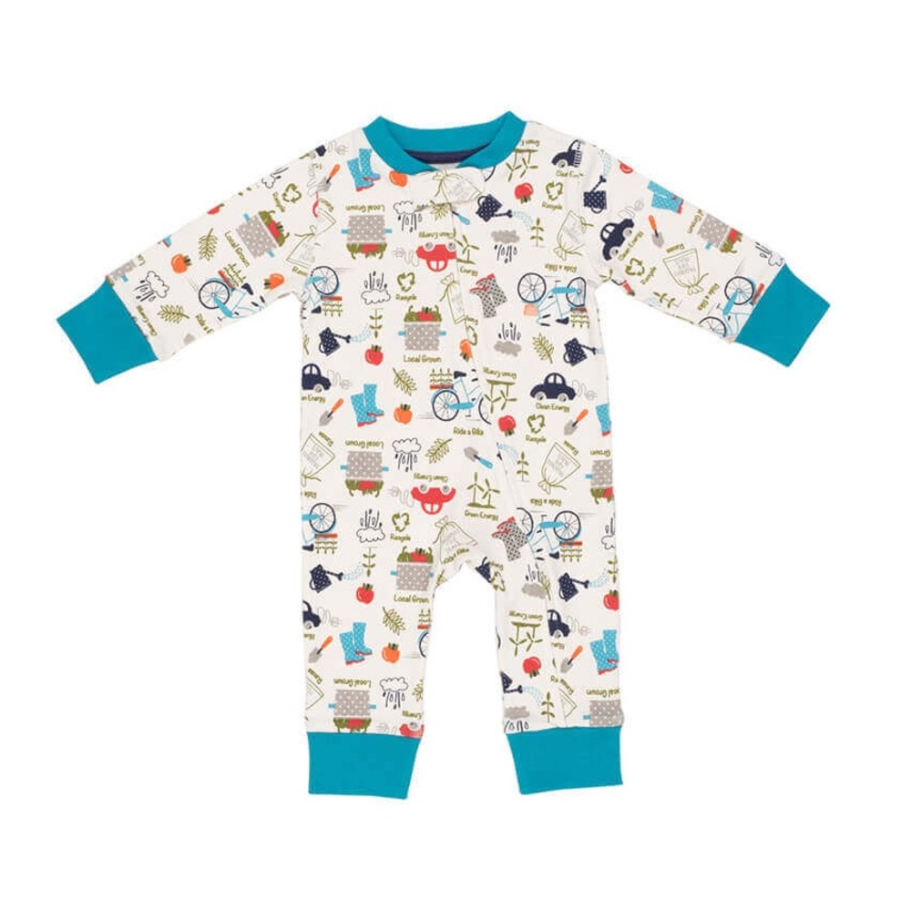 Pajamas for Peace Recycle Print Baby Neutral Organic Coverall